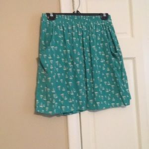 Sailboat aqua stretchy waist skirt